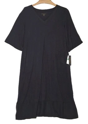 Donna Karan Sleepwear Midi Shirt Dress Large Black Modal Knit Pockets NEW $74.00 - Image 1 of 4