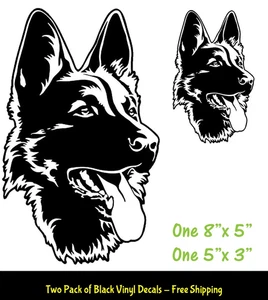 2 pack German Shepherd Black 8" & 5" Vinyl Decals Car Truck Windows Laptop - Picture 1 of 3