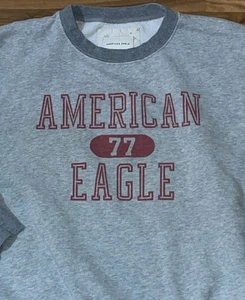 American Eagle XS Gray Oversized Sweatshirt Pullover Graphic Casual Vtg Y2K - Picture 1 of 9