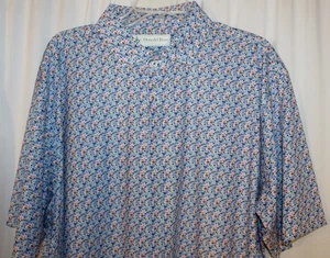 NEW Donald Ross Size XL Flamingo Print Golf Polo Shirt White Blue Multi - Picture 1 of 4