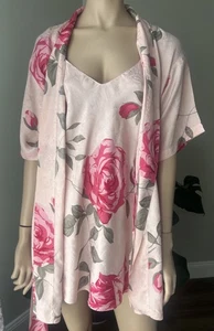 August Seide Blumen 100% Seide Negligee Schlupfkleid Morgenmantel Peignoir Set Cottagecore - Bild 1 von 12