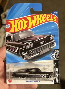 🔥Nuovo Hot Wheels ~ 58 Chevy Impala Viola/Nero Variante HW Rod Squad 2025 - Foto 1 di 4