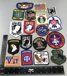Lot of 18 Vintage Americana Retro Patriotic Morale Patches Veterans Military USA - Picture 1 of 3