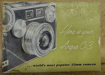 Argus C-3 35mm Rangefinder Camera Original User Instruction Manual Booklet - Image 1 of 2
