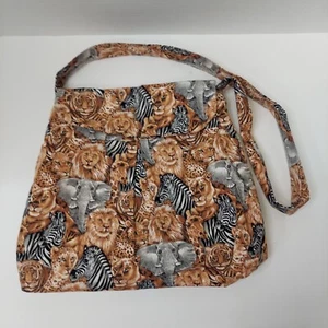 African Safari Animal Print Tote Purse Bag Lion Zebra Elephant Tiger Zoo - Picture 1 of 16