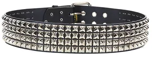Four Row Pyramid Stud Genuine Leather Belt Punk Gothic Cosplay Death metal Rock - Picture 1 of 6