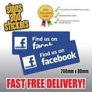 2x Find us on Facebook Social Network Stickers Business shop media advertising. - Picture 1 of 1