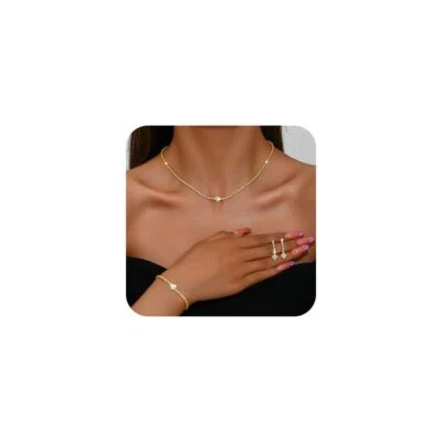 Parure de Bijoux de Mariée pour Mariage Cristal Mariée Collier Vintage Strass... - Photo 1/4