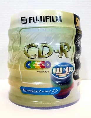 Fujifilm CD-R 50 pack color tower with special label kit New Old Stock Sealed - Image 1 of 4