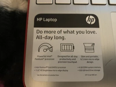 Portátil HP 15-bs134wm 15,6 pulgadas (500 GB, Intel Pentium Gold, 2,3 GHz, 4 GB)... Foto 1 de 4