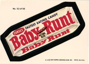 1979 Topps Fastest Eating Candy Baby Runt Wacky Sticker Card - Picture 1 of 4