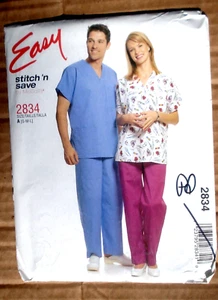 Easy Stitch Pattern Misses Men's Top / Pull on Pants Sz S M L FF UNCUT (B40 - Picture 1 of 3