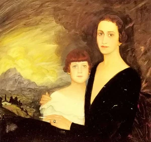 Oil painting ramon de zubiaurre - mother and daughter free shipping for all @@@@ - Picture 1 of 1