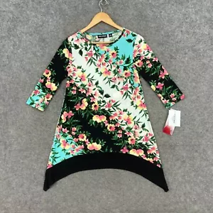 NEW Nina Leonard Womens Top Size XS Multicolour Floral Half Sleeve Jersey 13306 - Picture 1 of 12