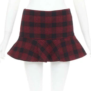 RED VALENTINO red black houndstooth checked flared mini skort IT38 XS - Picture 1 of 9