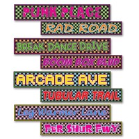 4 pc Totally 80's Street Signs Cardboard Cutout Birthday Party Decorations
