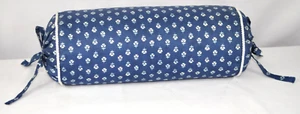 White Corded Bolster Pillow made w Ralph Lauren Cote D'Azur Indigo Blue Floral - Picture 1 of 4