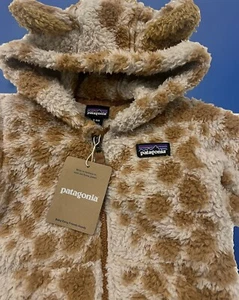 Patagonia Furry Friends Fleece Hooded Jacket Size 3/6 Months Shroom Taupe - Picture 1 of 6
