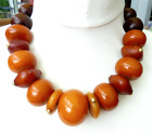 Huge Antique African "Amber" Beads Necklace, with 14 K solid Gold
