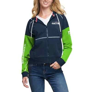 Seattle Seahawks NFL Tommy Hilfiger College Navy Neon Green Jacke Damen LARGE - Bild 1 von 14