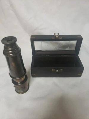 老式皇家海军 A. Maspoli 伦敦望远镜 - 1915/木盒 — 第 1/4 张图片