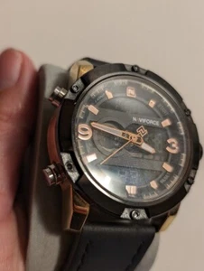 USED ✅NAVIFORCE FOR DREAM CHRONOGRAPH WATCH NF9097M MEN'S HEAVY CASE BBA17A - Picture 1 of 11