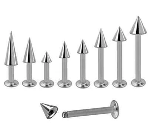 2PCS. 20G 18G 16G 14G 316L Surgical Steel Spike Labret Monroe Tragus 5mm-12mm - Picture 1 of 6