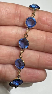 Swarovski Blue Sapphire Color Crystal Glass Benzel Set 8" Vintage Bracelet - Picture 1 of 6