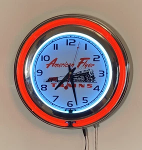 American Flyer Trains Logo Neon Wanduhr - Bild 1 von 4