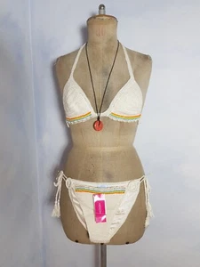 BNWT Anna Kosturova cowrie shells and pearls Bikiniset cream size L handcrochet - Bild 1 von 14