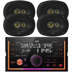 JVC 2DIN In-Dash USB Bluetooth AM/FM Radio Car Receiver, 4x 6x9" 450W Speakers - Picture 1 of 3