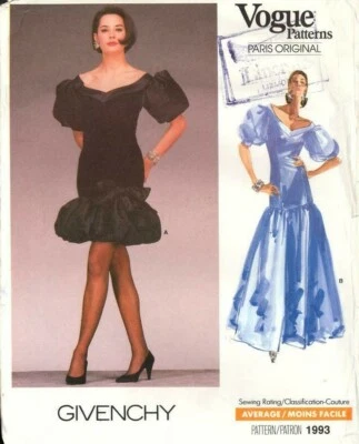 Vogue Paris Original Sewing Pattern 1993, Givenchy, Vintage Dress Size 12, Uncut - Image 1 of 2