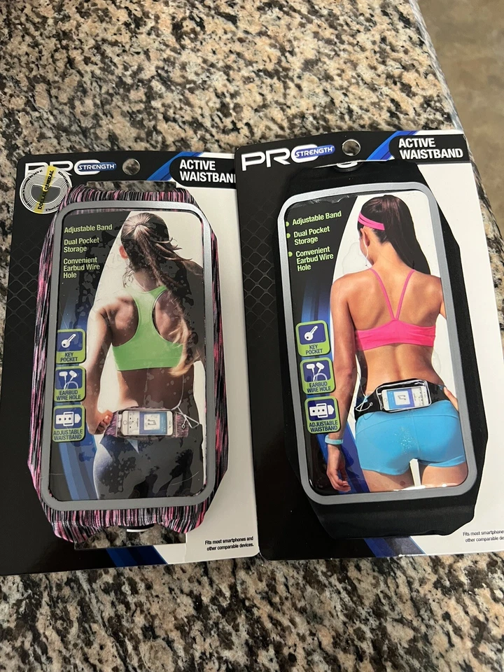 Qty 2 PRO STRENGTH ACTIVE WAISTBAND ADJUSTABLE BAND HOLDS PHONE - Image 1 of 1