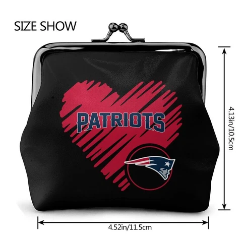 England Patriots Leather Coin Purse Black Change Purse Love Style Ladies Wallet Cover