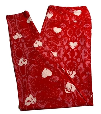 LuLaRoe Leggings TC2 Tall Curvy 2 Rare RED SNAKESKIN Wild Animal VALENTINE Heart - Image 1 of 4
