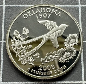2008 S Statehood Quarter - Oklahoma - 90% SILVER PROOF - Picture 1 of 2