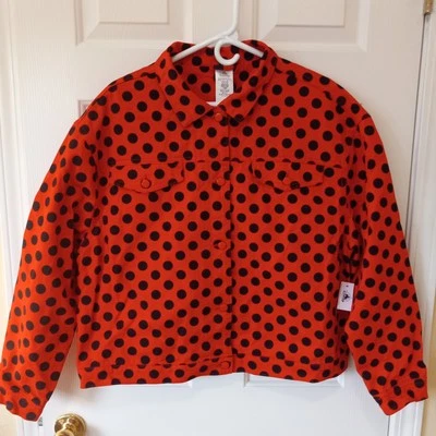 NWT! DISNEY Women's Red Black Polka Dot Cotton Mickey Mouse Applique Jacket XL - Image 1 of 4