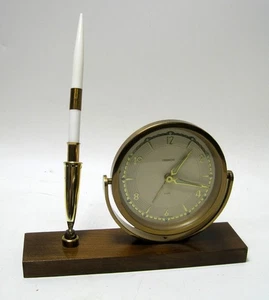 Vintage Orbros Germany Aufziehuhr Schreibtisch Set mit Stift - Bild 1 von 3