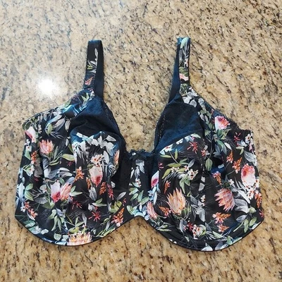 Sujetador Elomi EL4420PAR Negro Floral Sin Aros Sin Forro Talla 38M Correa Ancha Ajustable Foto 1 de 4