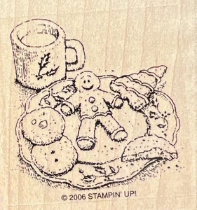 LEBKUCHENMANN KEKS HEISSE SCHOKOLADE WEIHNACHTSMANN TABLETT Urlaub STAMPIN UP! Gummistempel - Bild 1 von 2