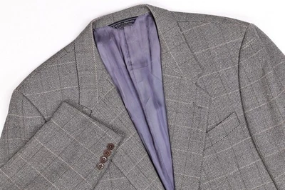 Chaqueta Blazer Vintage Gieves & Hawkes Gris Cuadros Ventana Seda/Lana 43 L Foto 1 de 4