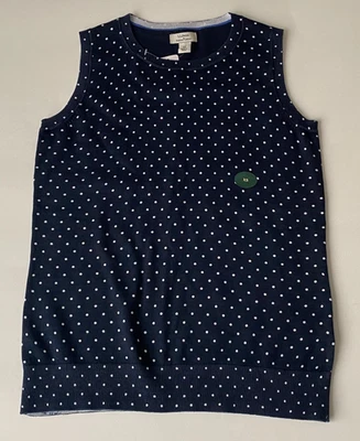 NUEVO CON ETIQUETAS LL Bean Supima Algodón Lunares Suéter Tanque -Azul Marino y Blanco-Talla XS Foto 1 de 4