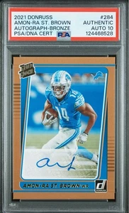 Donruss Bronze Amon-Ra St. Brown 2021 novato radiocontrol auténtico automático PSA 10 Pop 4 ¡Raro! - Imagen 1 de 3