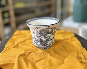 Vaso bonsai giapponese "Pittore Yuki-Thunder God" firmato 9,9 cm/3,9 pollici tondo bianco NUOVO - Foto 1 di 6