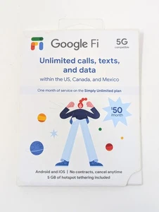 Google Fi Unlimited Plan Plus Talk/Text/Daten SIM Kit - 1 Monat inklusive - Bild 1 von 2