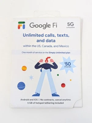 Google Fi Unlimited Plan Plus Talk/Text/Data SIM Kit - 1 Month Included - Image 1 of 2
