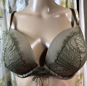 Very Victorias Secret 36D Pushup BH gepolstert beige grün Blumen Spitze Urlaub 0227 - Bild 1 von 9