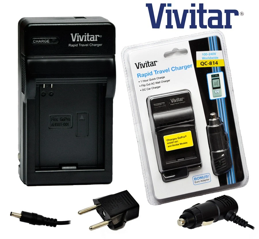 Vivitar Travel Quick Charger ac/dc for GoPro AHDBT-001 Battery 110 220v - Image 1 of 1