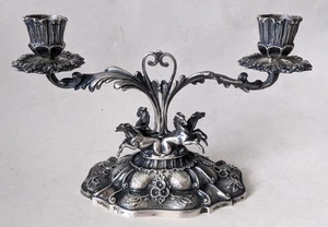 Exquisite c1900 Italian 800 Silver 3-D Horses Candelabra A Cesa S.C Mossa-Bari - Imagen 1 de 20