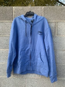 AWS Amazon Re Invent Hoodie Men XXL Blue Full Zip Up Fleece Knit Official Logo - Picture 1 of 9